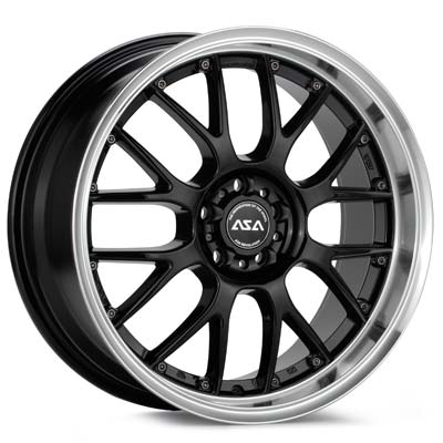 ASA AR1 SRT4 17x7 Rims Set : Black W/Mach Lip - Wheels - Neon SRT 